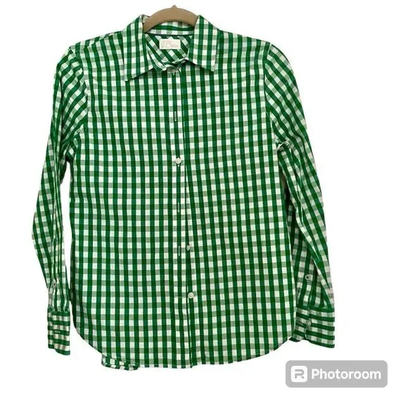 J.Crew Kelley Green and White Checked Shirt - Picture 3 of 9